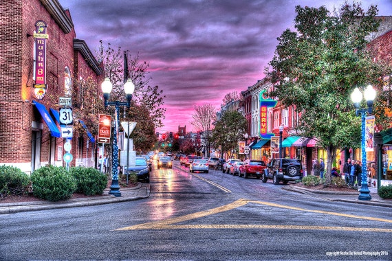 Franklin Tennessee Main Street at Sunset Matted Print No