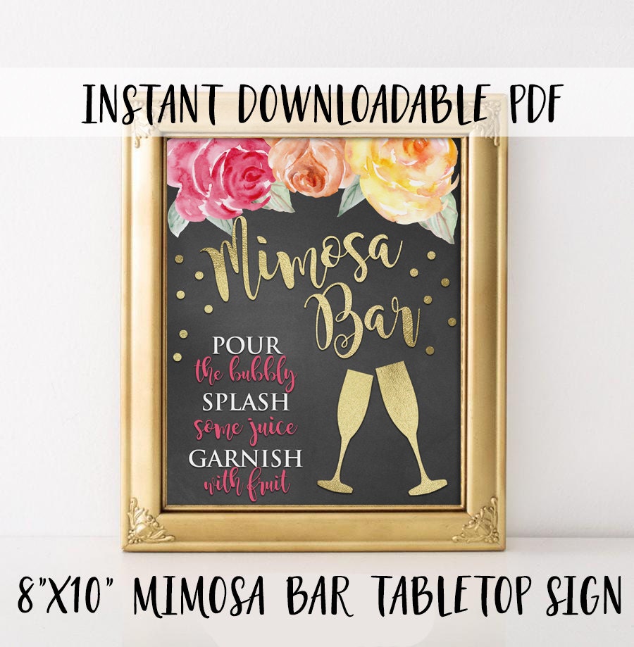 Mimosa Bar Sign Printable Digital Bridal.