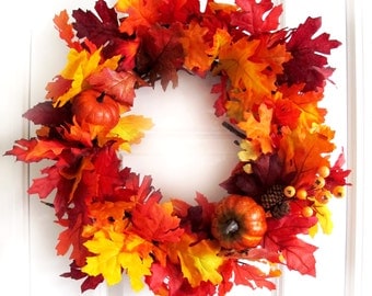 Fall Wreath, Autumn Wreath, Fall Leaves Wreath, Autumn Leaves, Front Door Decor