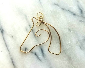 Horse silhouette wire sculpted necklace and pendant
