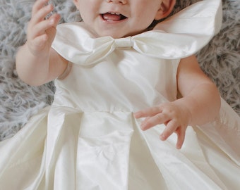 Shaw Collar Dupioni Silk Christening Gown