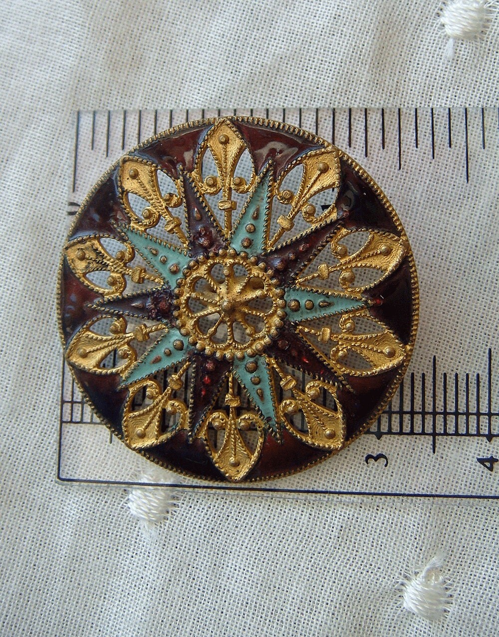 Vintage Pierced Enamel Sewing Button Antique Victorian Supply