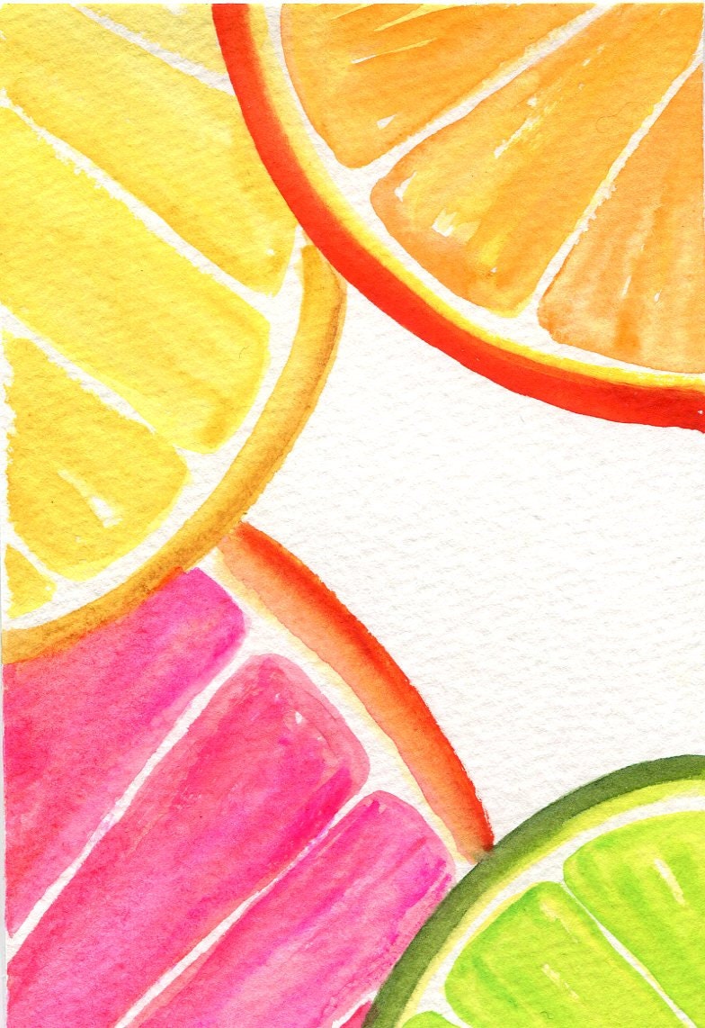 Citrus Watercolor Painting Original Lemon Orange