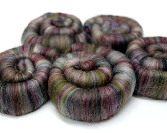 Punis Rolags Merino & Silk Tapestry Fine Merino Wool XL Spinning and Felting Fibre 50g 100g 200g 500g