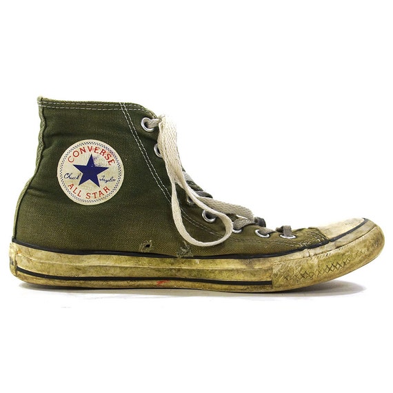 80s Converse High Top Sneakers in Olive Green / Vintage 1980s