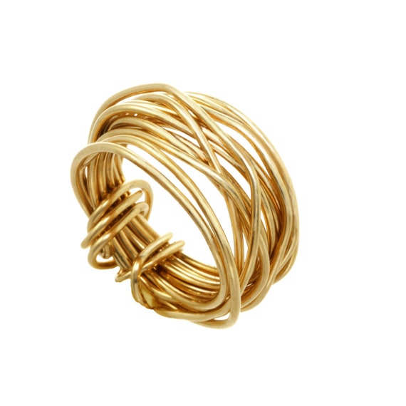 14K Gold Filled Wire Ring Wide Wire Ring Middle by AnneWoodman