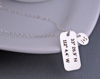 Anniversary Gift, Custom Wife Gift, Latitude Longitude Necklace, Location Necklace, GPS Coordinates Necklace, Custom Coordinates Jewelry