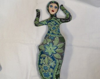 SALE 11 in. Spirit Goddess cloth art doll form w/face cab You finish her Bead Decorate