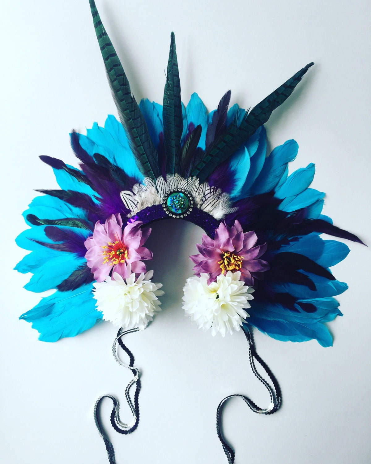 Feather Rio Carnival Festival Head Dress Statement Head Piece