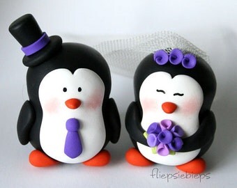 Custom Penguin Cake Topper Wedding