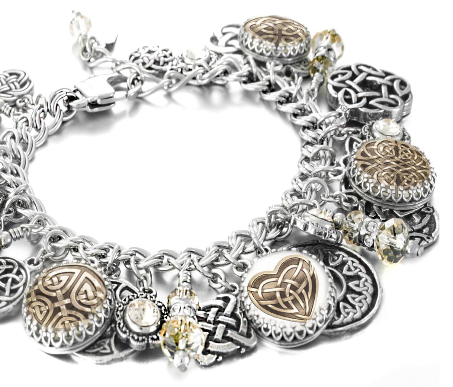 Celtic Jewelry Silver Charm Bracelet Irish by BlackberryDesigns