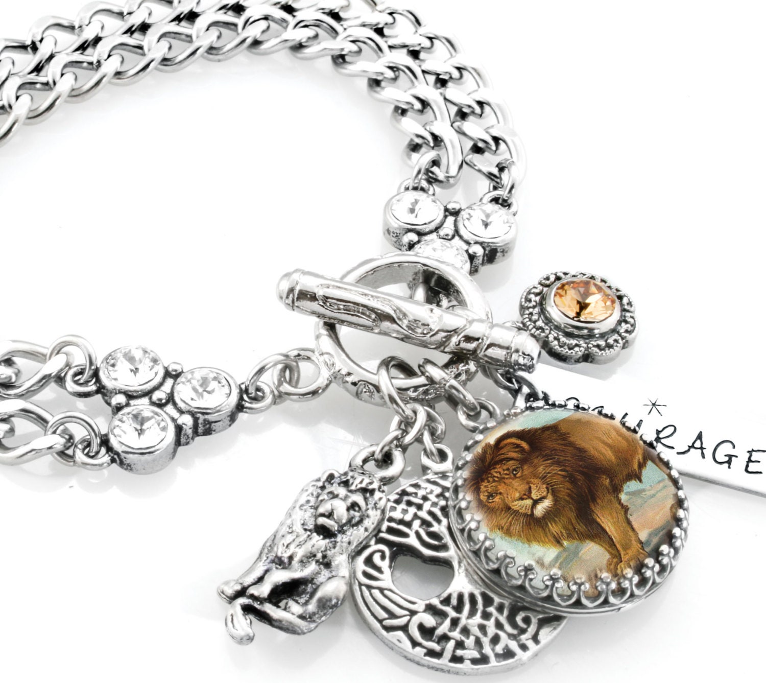 Lion Jewelry Personalized Lion Bracelet Engraved Lion Charm