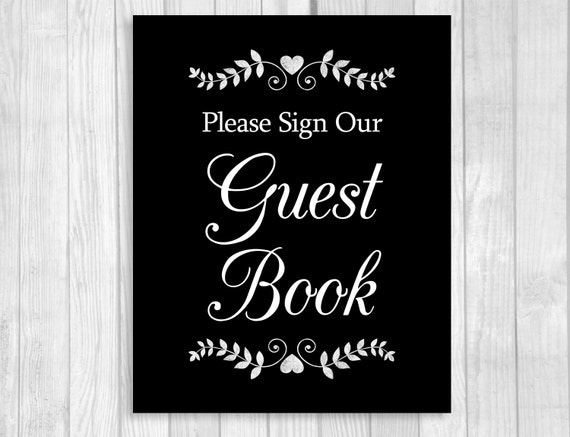 Please Sign Our Guest Book 5x7 8x10 Printable Black and White