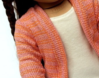 Fits like American Girl Doll Clothes - Salmon Pink Sweater Cardigan, Made To Order