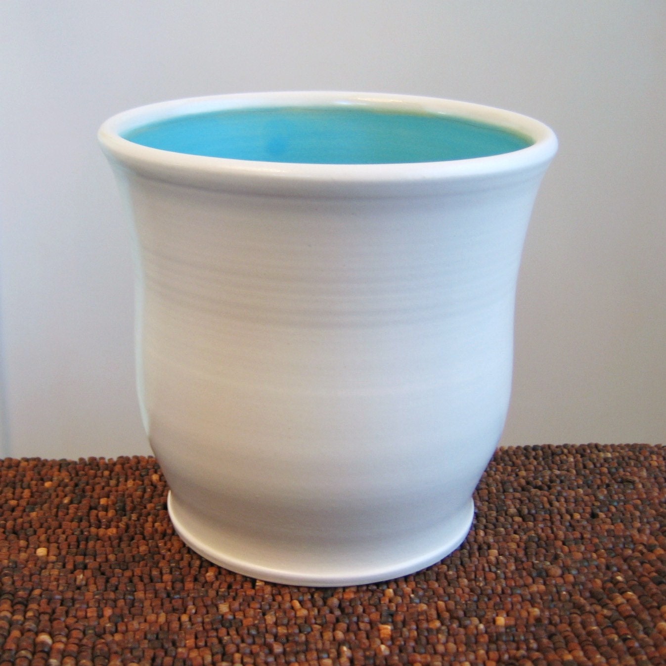 Ceramic Utensil Crock In Turquoise Blue Stoneware by KarinLorenc