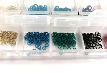 480 Rubber O Rings Stitch Markers 6 Colors 2 Sizes, in Plastic Storage Container 2mm & 5mm Oh Rings - 480 pc - MS11047