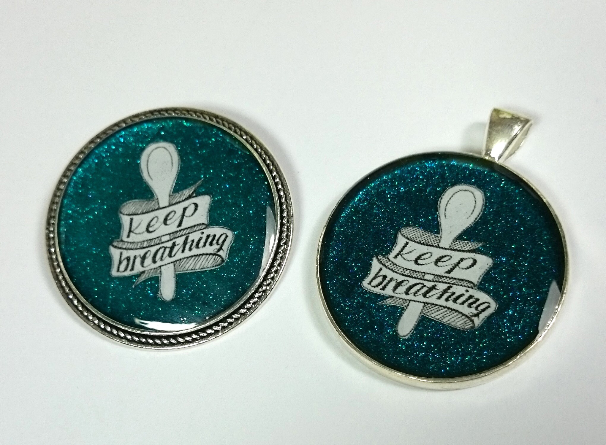 Keep Breathing Pendant and Brooch