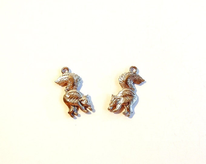 Pair of Pewter Squirrel Chipmunk Charms