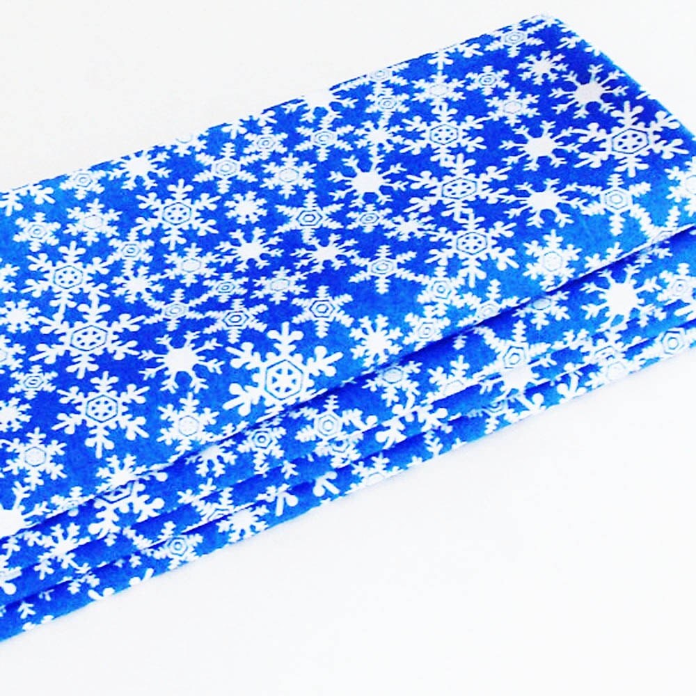 Snowflakes Christmas Cotton Napkins / Set of 4 / Bright Blue