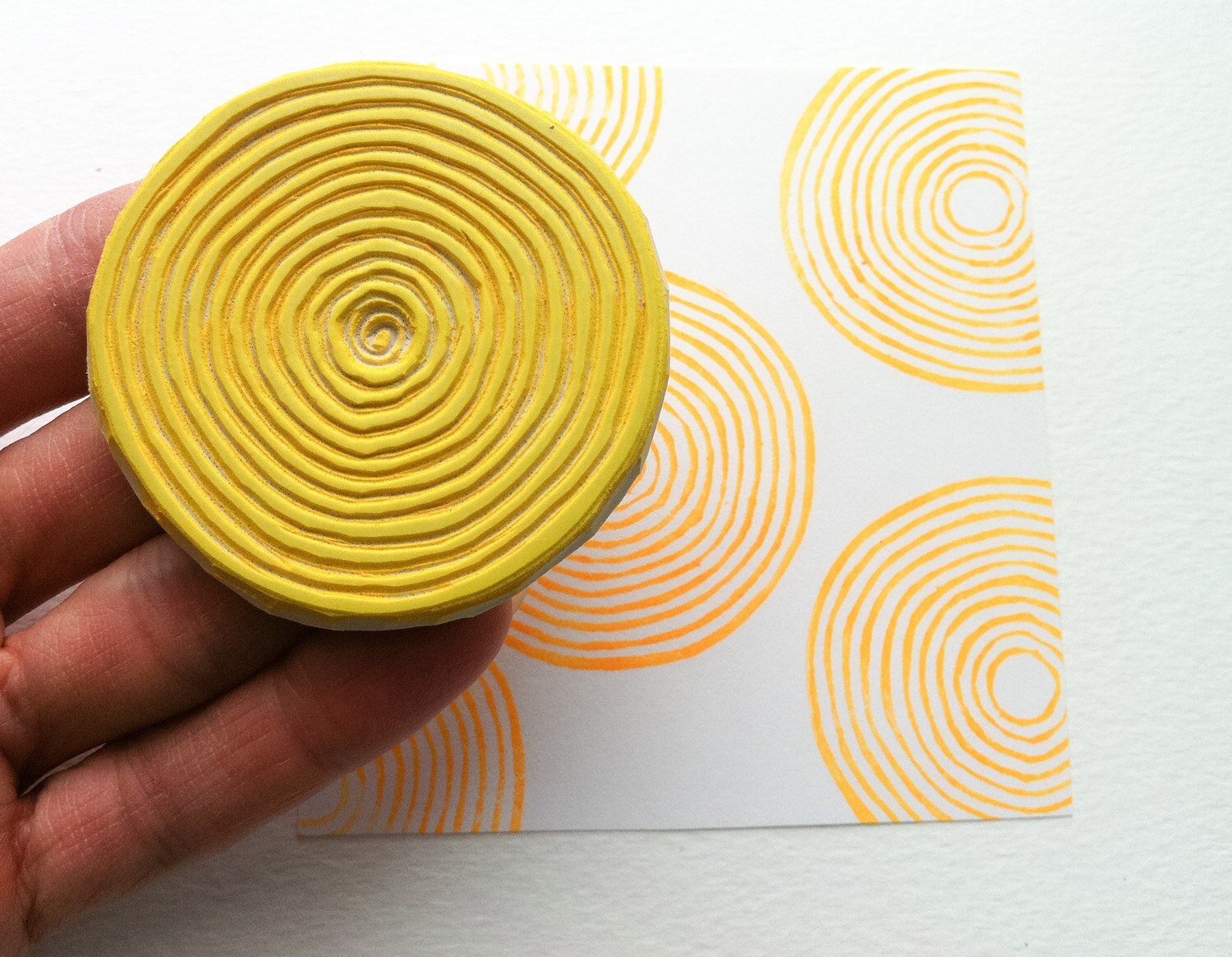 abstract circle hand carved rubber stamp handmade rubber