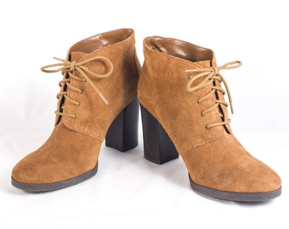 high ankle brown booties