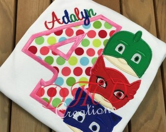 PJ Mask Applique boy or girl Shirt