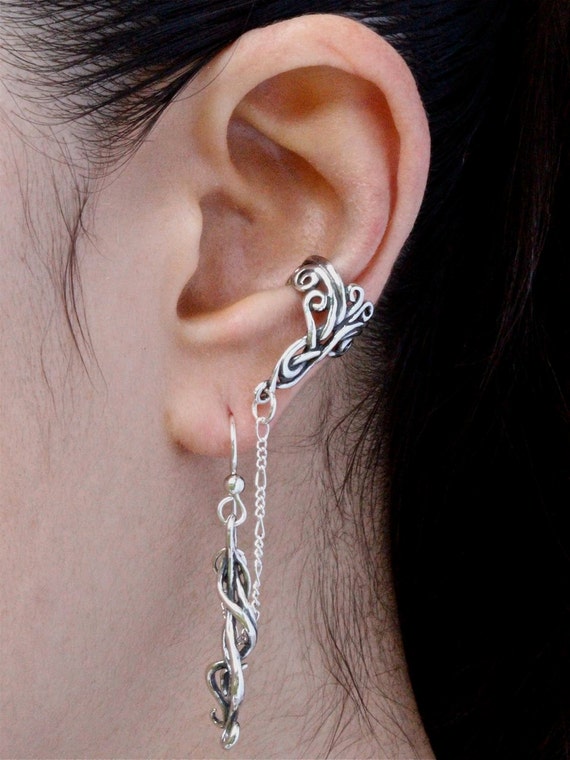 Ear Cuff Chain Ear Cuff Sterling Silver Ear Wrap Silver