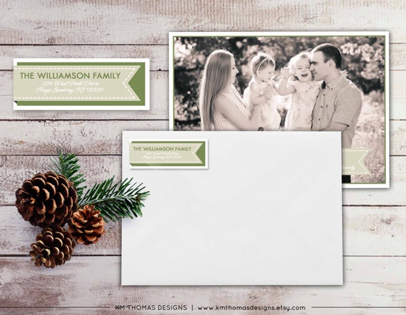 Printable Return Address Label - Holiday Return Address Label - Matching Holiday Label - Rectangular Label - Green - WH129 Il_570xn
