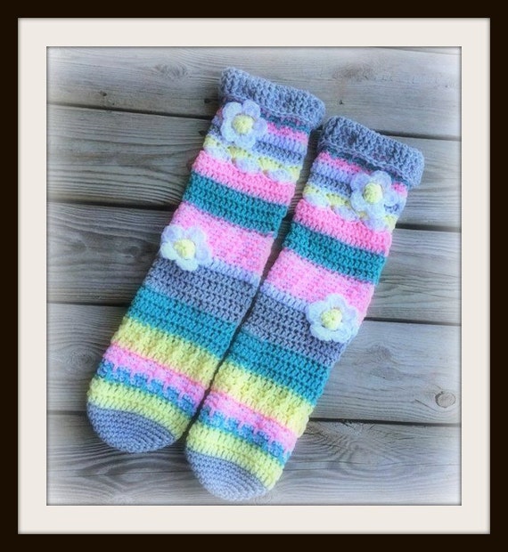 Crochet knee high crochet leg warmers Knee High Slipper