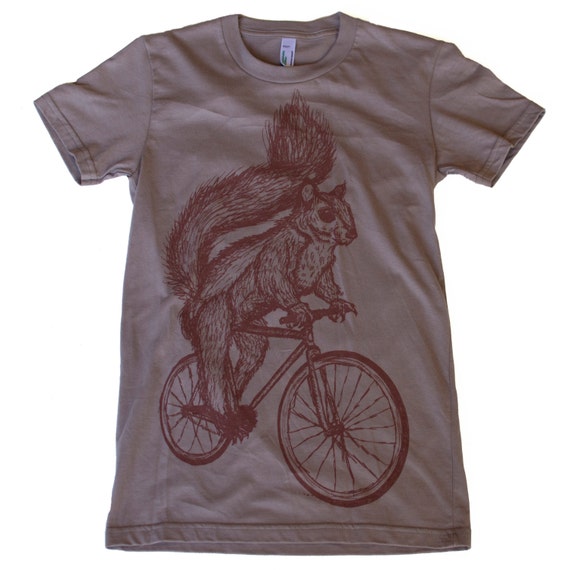 Womens SQUIRREL T Shirt on Bicycle by darkcycleclothing on Etsy