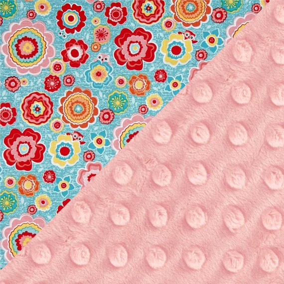 Flower Blanket Personalized Minky Baby Blanket Girl, Flowers Pink Orange Red Blue Cotton Blanket // Name Baby Blanket // Baby Shower Gift