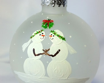 Christmas Ornament, Wedding, Bride Bride, Mrs & Mrs. Snowcouple, winter wedding, anniversary gift