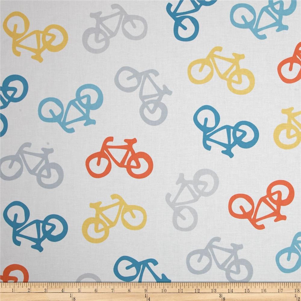 Bicycle Print Fabric Cycles of Life Cotton Fabric By