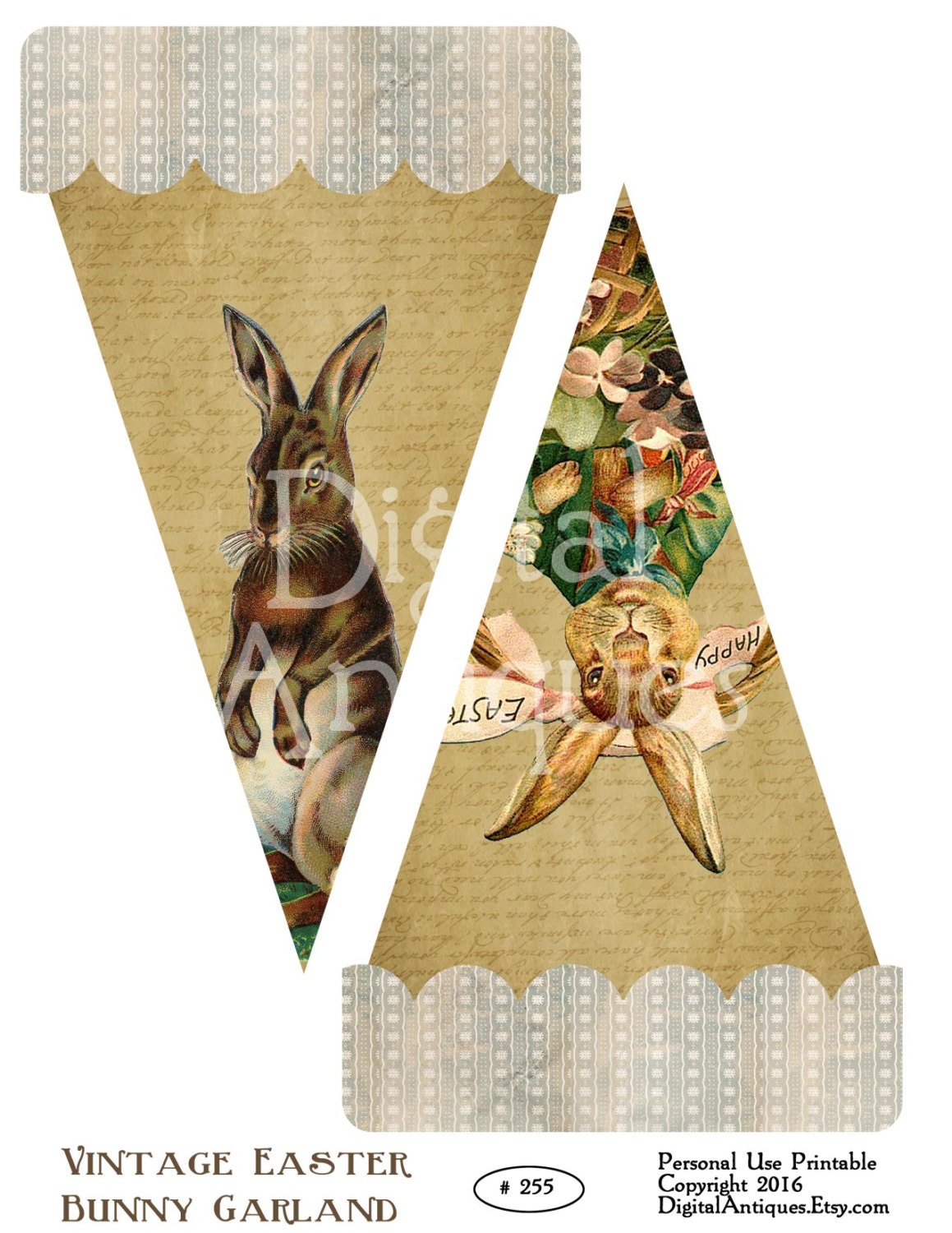 Vintage Easter Bunny Garland Printable Instant Digital