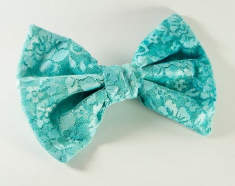 Items similar to Navy Blue Lace Bow on Etsy
