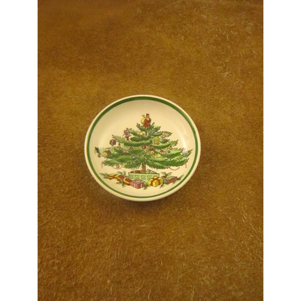 Spode Butter Pat Christmas Tree Small Round Dish S3324 Vintage