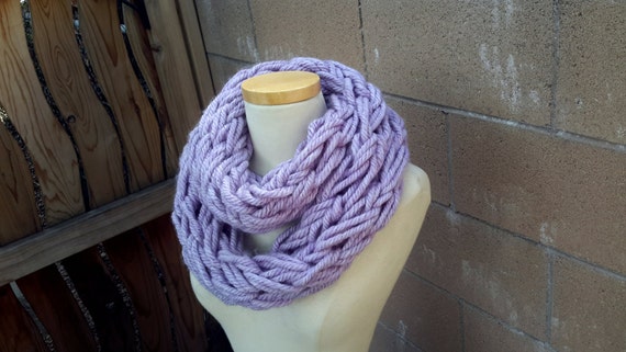 Lavender Loop Scarf | Light Purple Hand Knitted Chunky Cowl