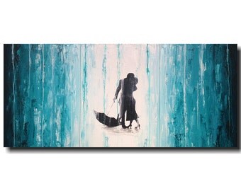 Large Abstract paintings - 24 X 54 -Art -by Artist JMJartstudio- -Wall art-wall decor -Stories Told-Silhouette Painting