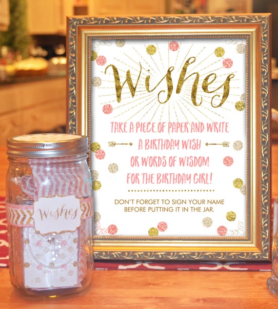 Wish Jar Birthday Wish Jar Pink and Gold Glitter / INSTANT