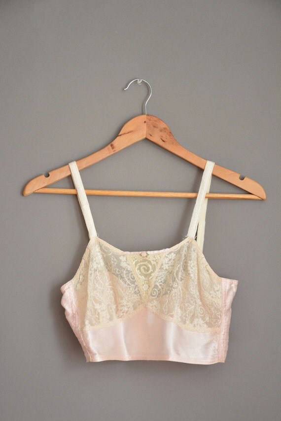 20s antique pink silk bra / vintage 1920s bra by simplicityisbliss