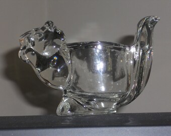 Vintage Avon Glass Squirrel Candle Holder-NICE