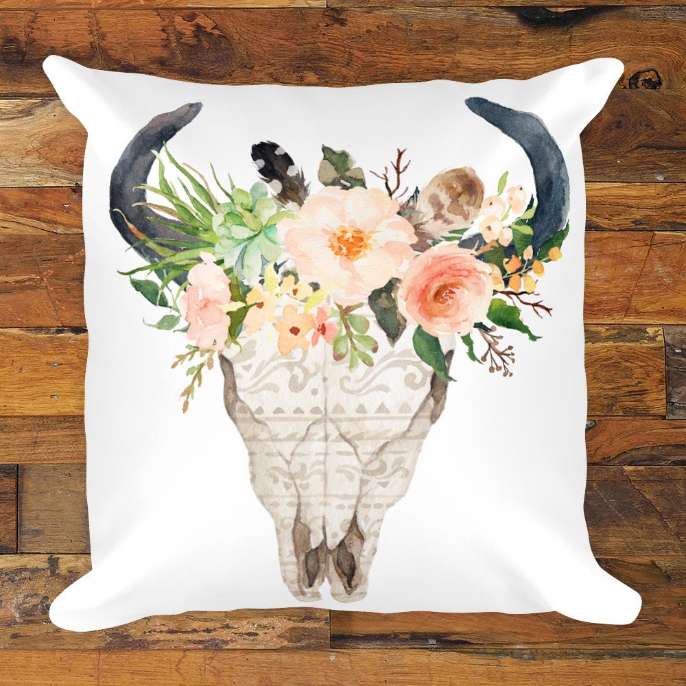 cow skull pillow