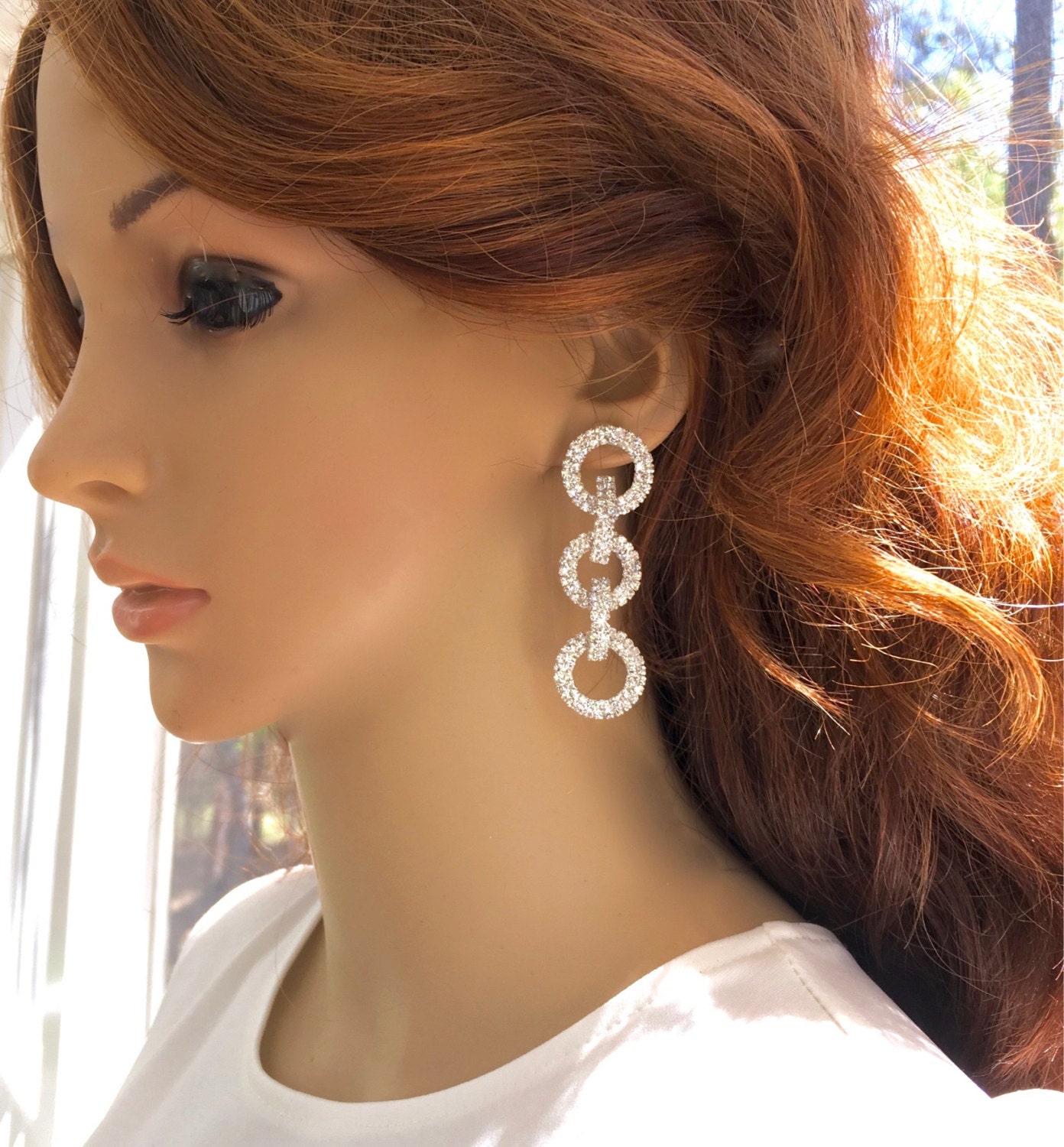 Rhinestone Drop Earrings Bridal Drop Earrings Wedding Drop