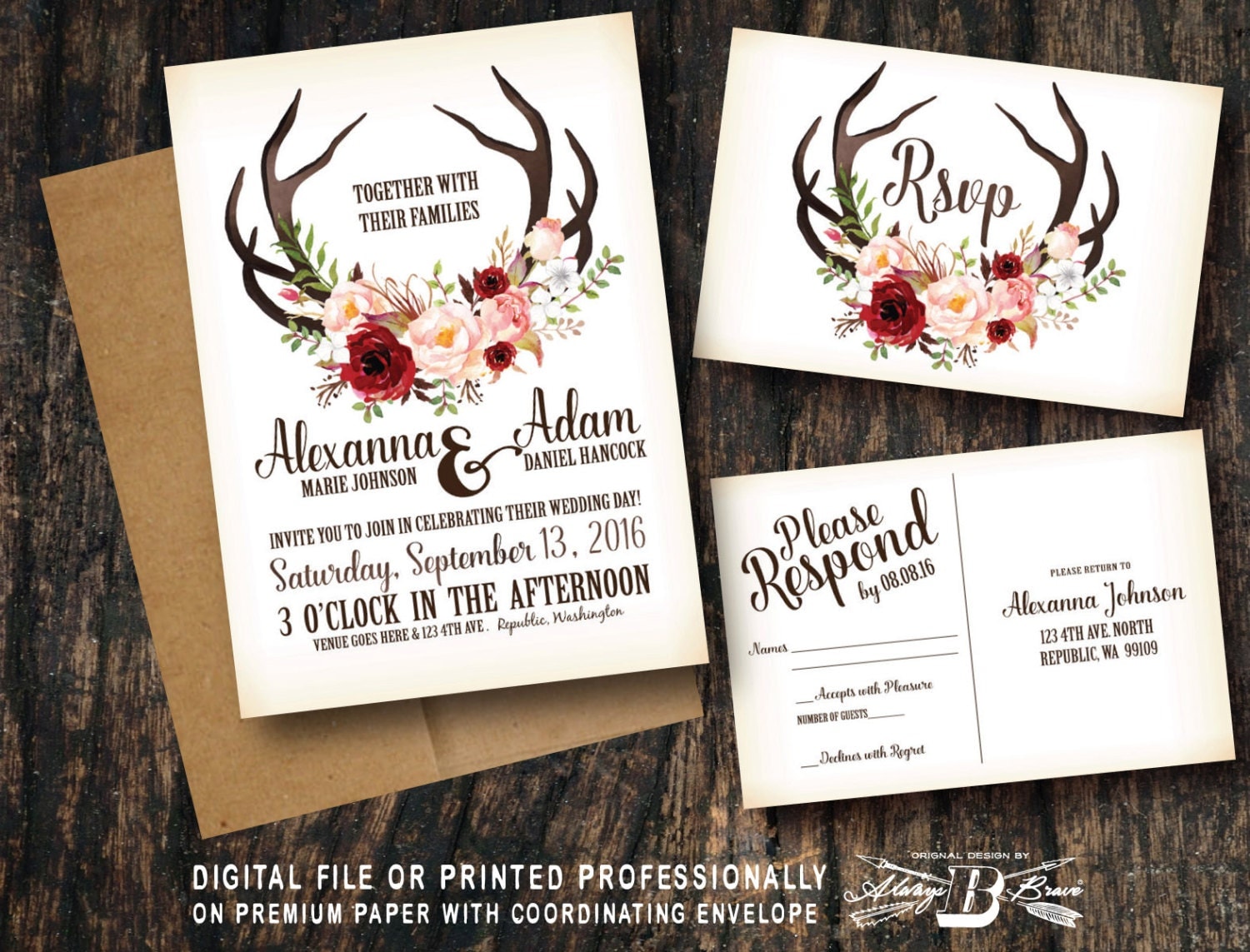 Antler Wedding Invitations 7