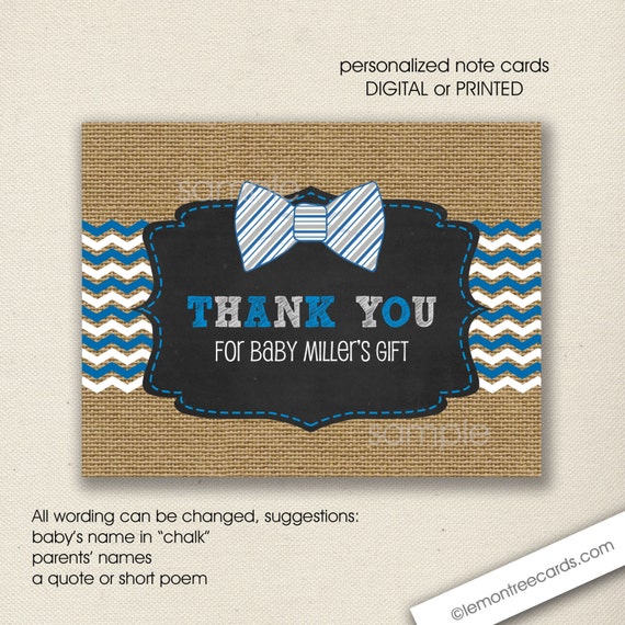 Personalized Baby Shower Thank You Notes rustic by lemontreecards