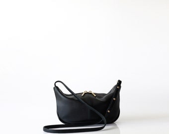 Pebbled leather sling bag OPELLE Micro Roberta Sling mini hobo handbag