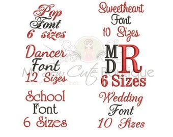 Monogram Fonts for Embroidery - 6 Fonts Included - 6 or 10 Sizes for Each - Instant Download