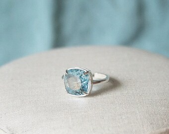 Blue Swarovski Ring Aquamarine Swarovski Blue Ring Blue Crystal Ring Blue Cushion Stone Ring Swarovski Aquamarine Ring