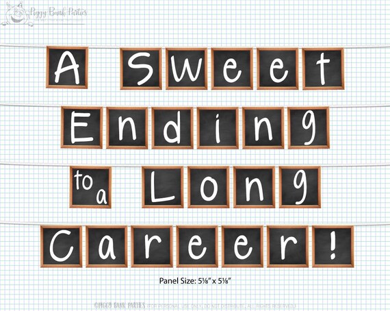 size banner template etsy Career Banner Long Sweet Party Retirement to : a Ending Teacher