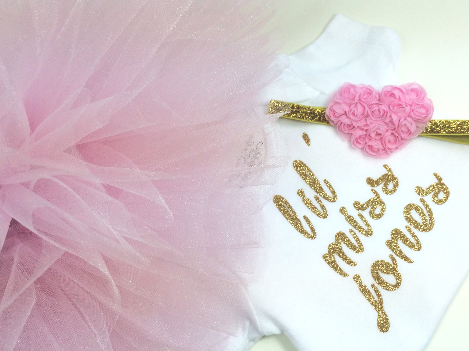 Tutu Pink Tutu Tutu set Personalized Onesie Gold Glitter